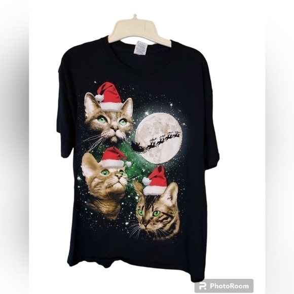 Christmas Cat short sleeve tshirt Large - Picture 7 of 10